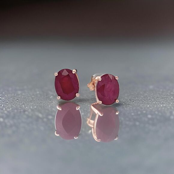 Natural Ruby Stud Earrings 14k White Gold 3.0 TCW Certified $1,390 311042 - Picture 8 of 11